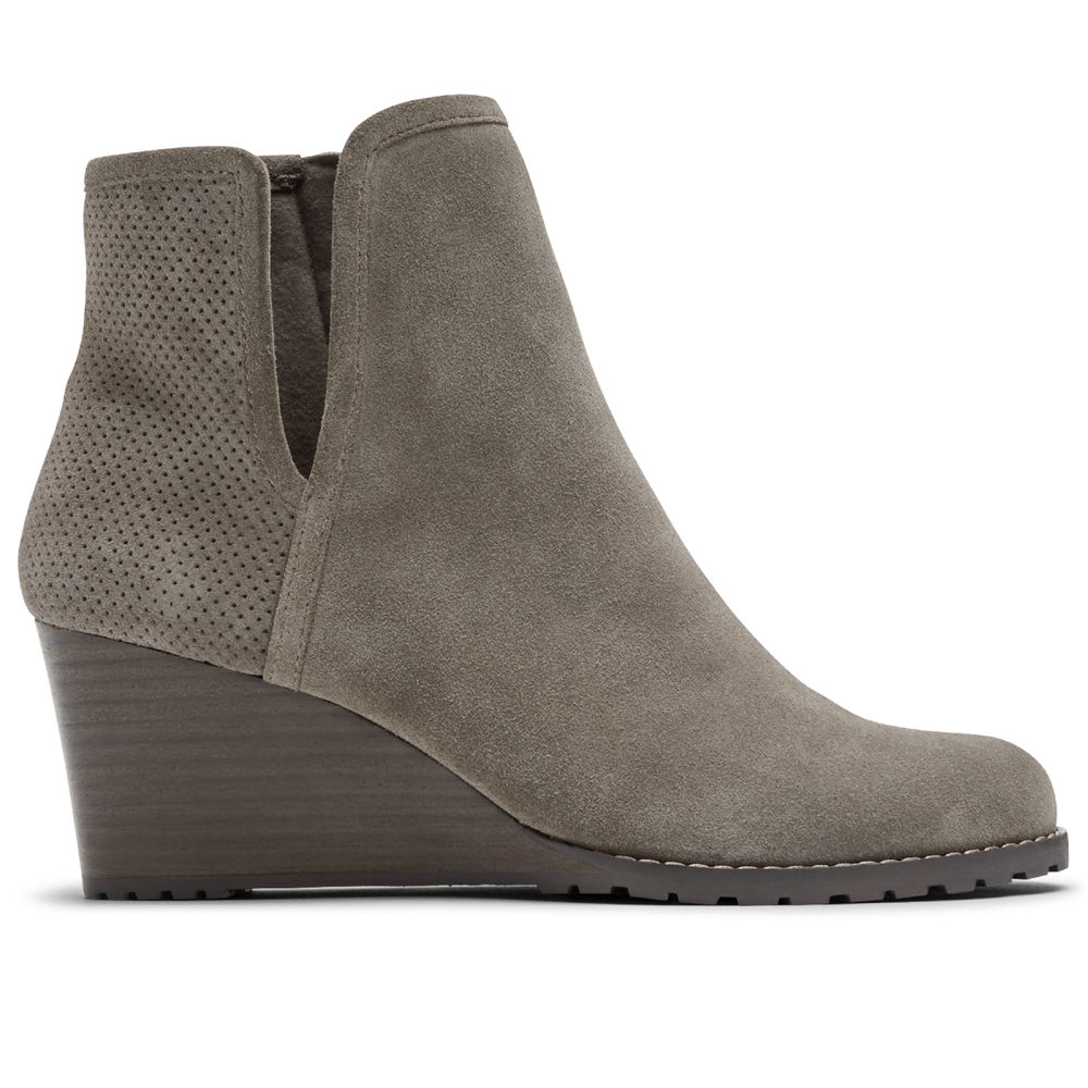 Rockport Womens Hollis V-Cut - Booties Grey - CZO957403